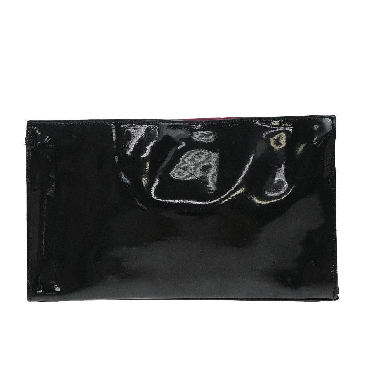 YVES SAINT LAURENT YSL Logo Pouch Bag Patent Leather Black Pink GHW 03KB043