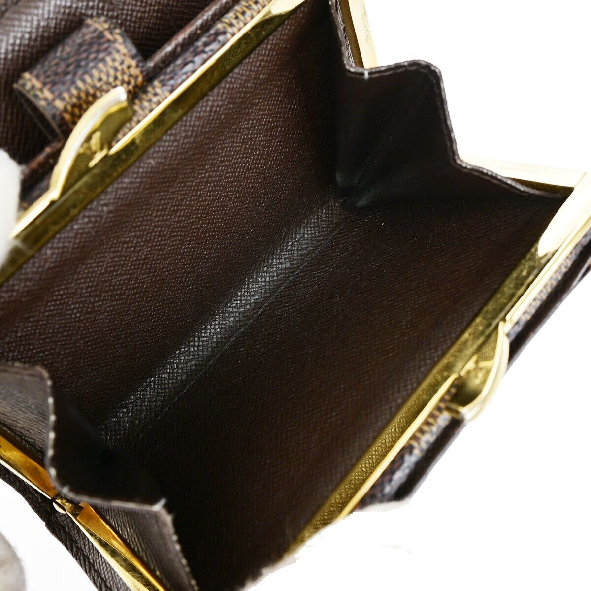 LOUIS VUITTON 3 Set Bifold Wallet Damier Azur Ebene Leather White Brown 38KA236