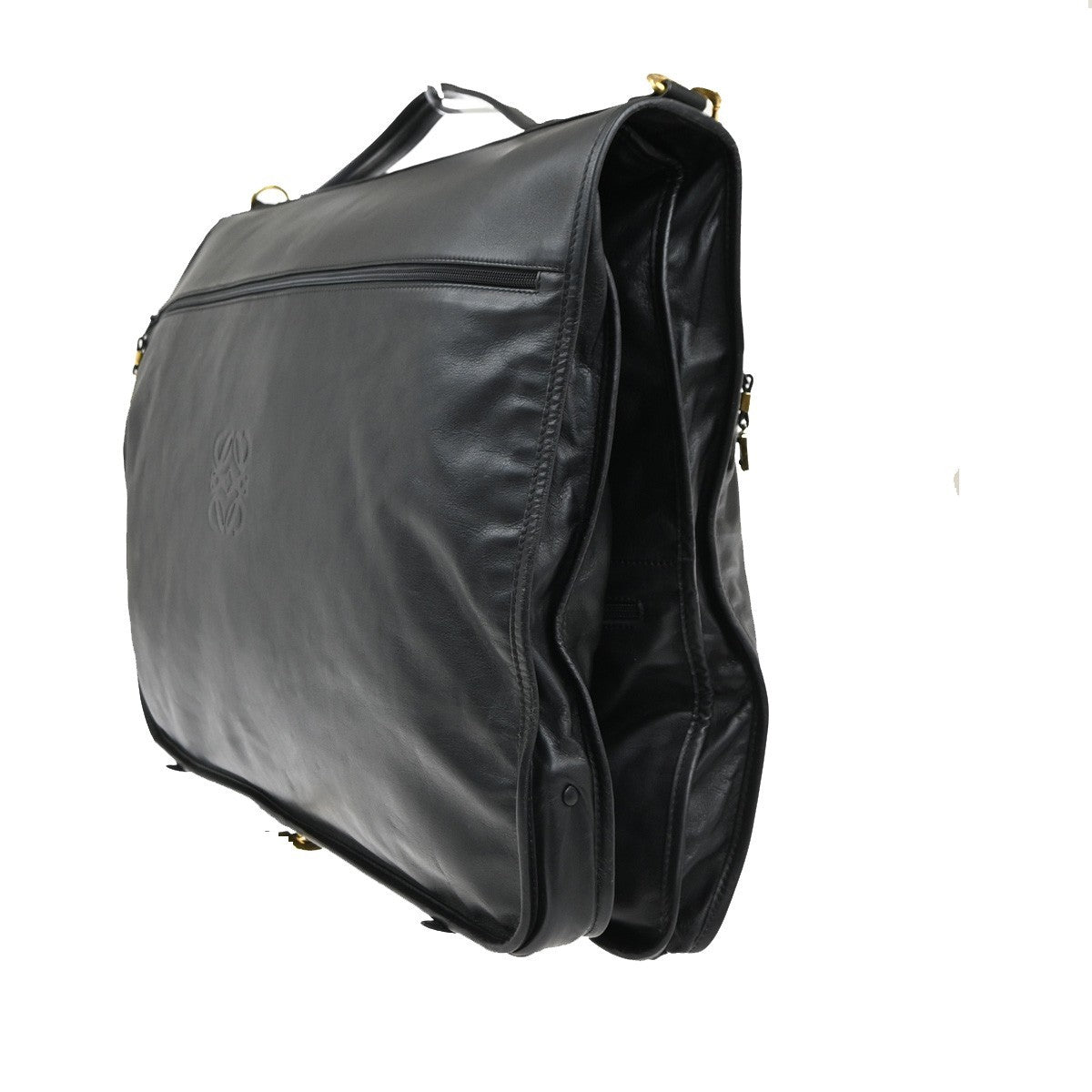 LOEWE Logo Anagram 2way Garment Shoulder Hand Bag Leather BK GHW Spain 68MA416