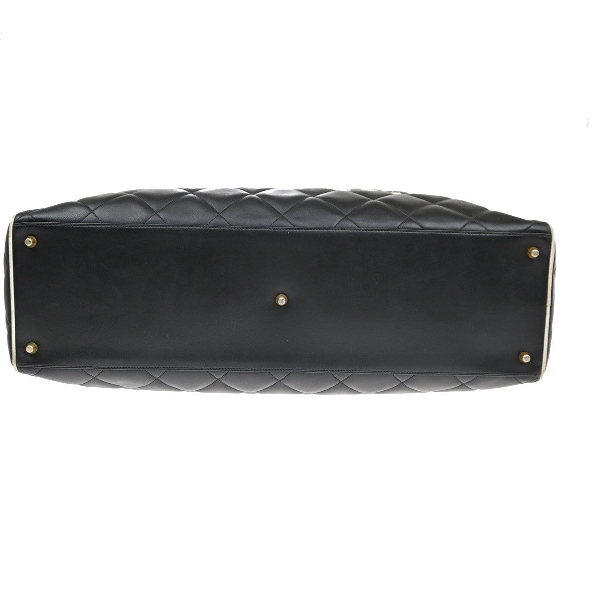 CHANEL Matelasse Travel Boston Hand Bag Leather Black France Vintage 332RP182