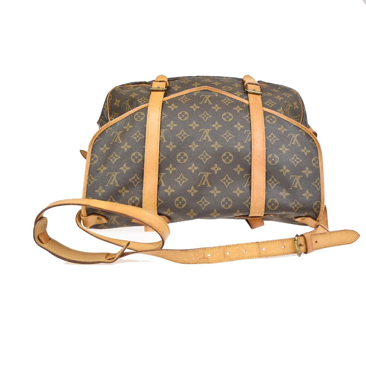 LOUIS VUITTON Logo Saumur 43 Shoulder Bag Monogram Leather Brown M42252 84ZA235