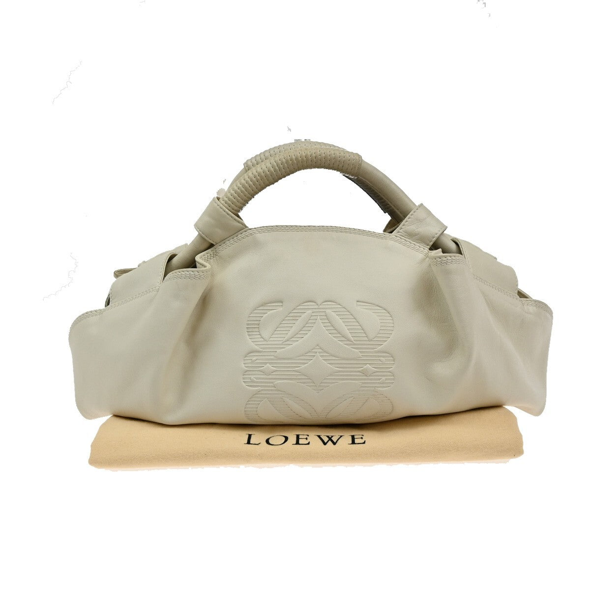 LOEWE Anagram Logo Nappa Aire Hand Bag Leather White Spain 38EE143