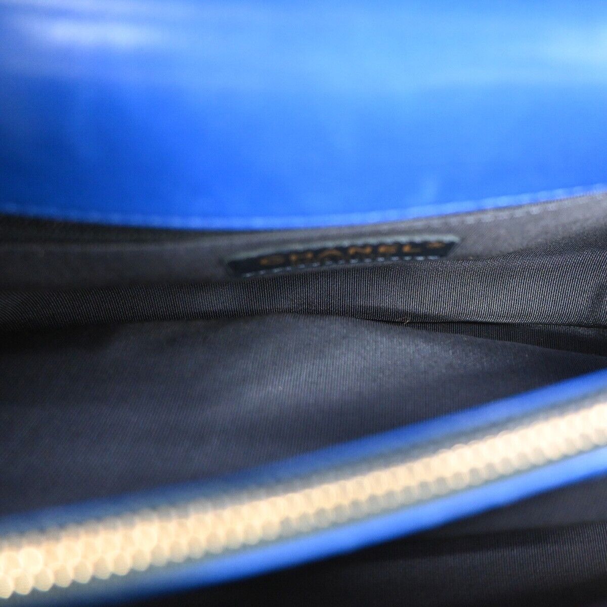 CHANEL CC Matelasse Tweed Chain Shoulder Bag Leather Wood Blue GHW 961RH816