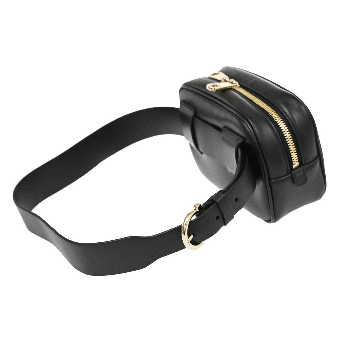 SALVATORE FERRAGAMO Gancini Mini Waist Bag Leather Black GHW Italy 85TA669