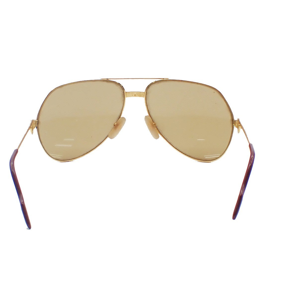CARTIER Logos Sunglasses Eye Wear Metal Plastic Gold Brown France 64CA892