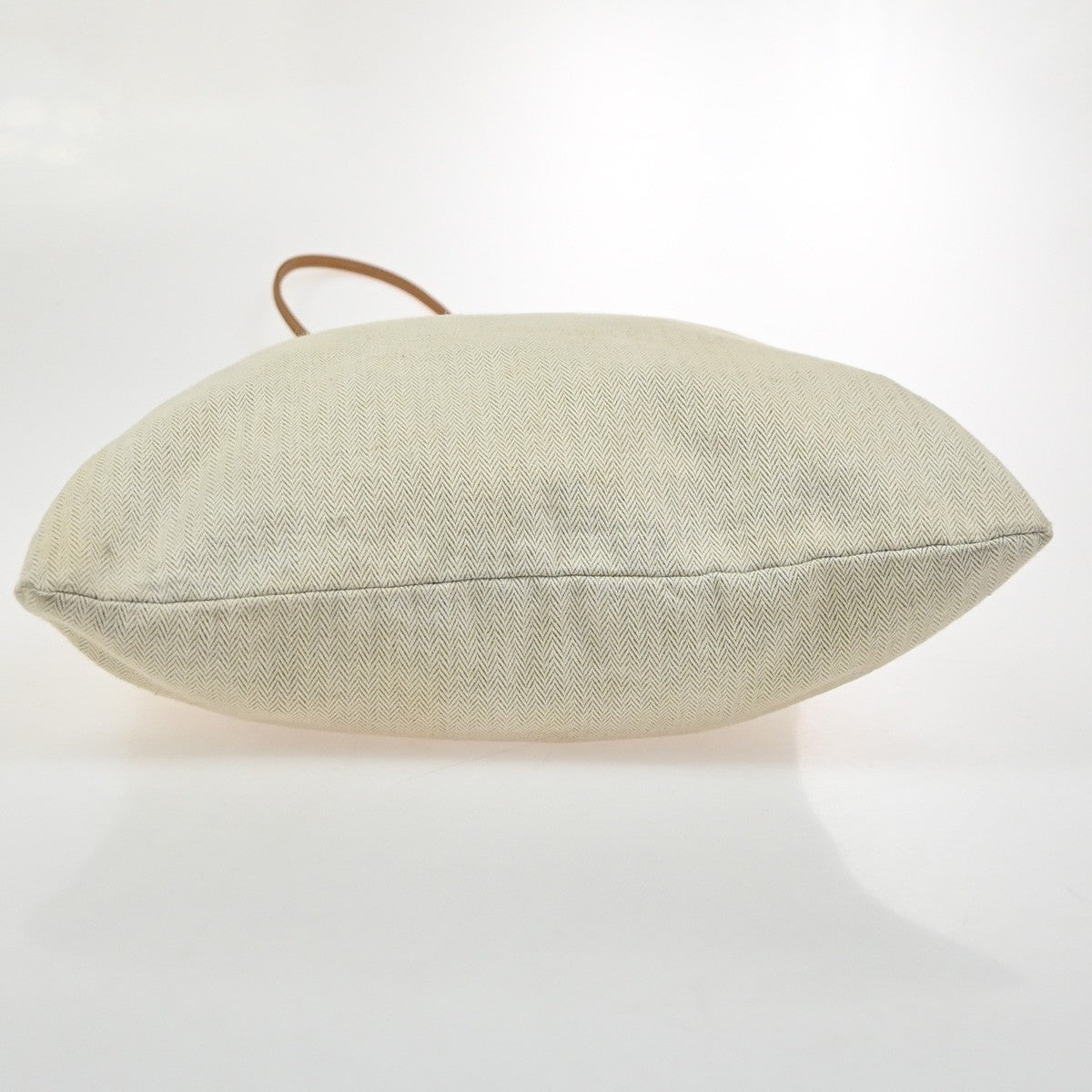 HERMES Logo Aline Shoulder Bag Toile Chevrons 100% Cotton Leather Beige 80YJ012