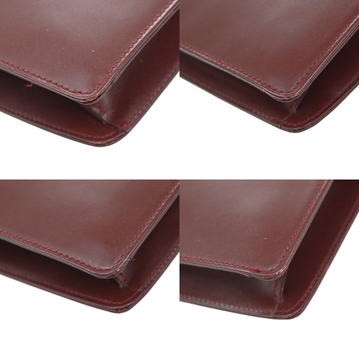 Must De Cartier 2C Clutch Hand Bag Leather Red Gold-Plated 01EF966