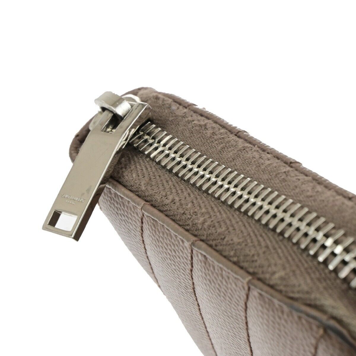 SAINT LAURENT YSL Logo Zipper Aroung Long Wallet Purse Leather Brown SHW 64EA259