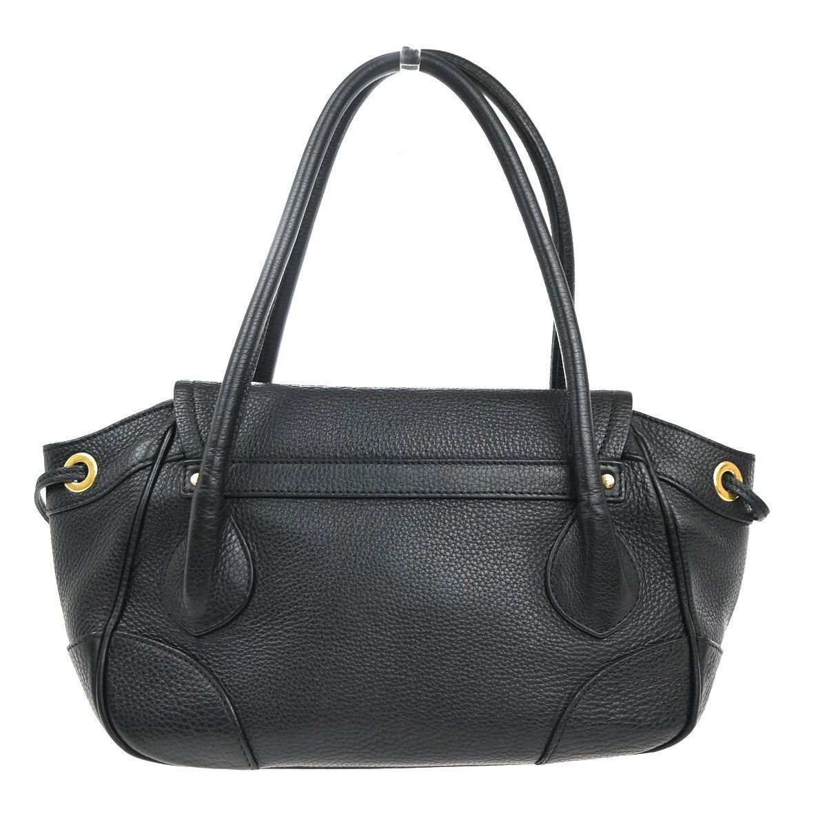 PRADA Logo Shoulder Hand Bag Leather Black GHW 76KP396