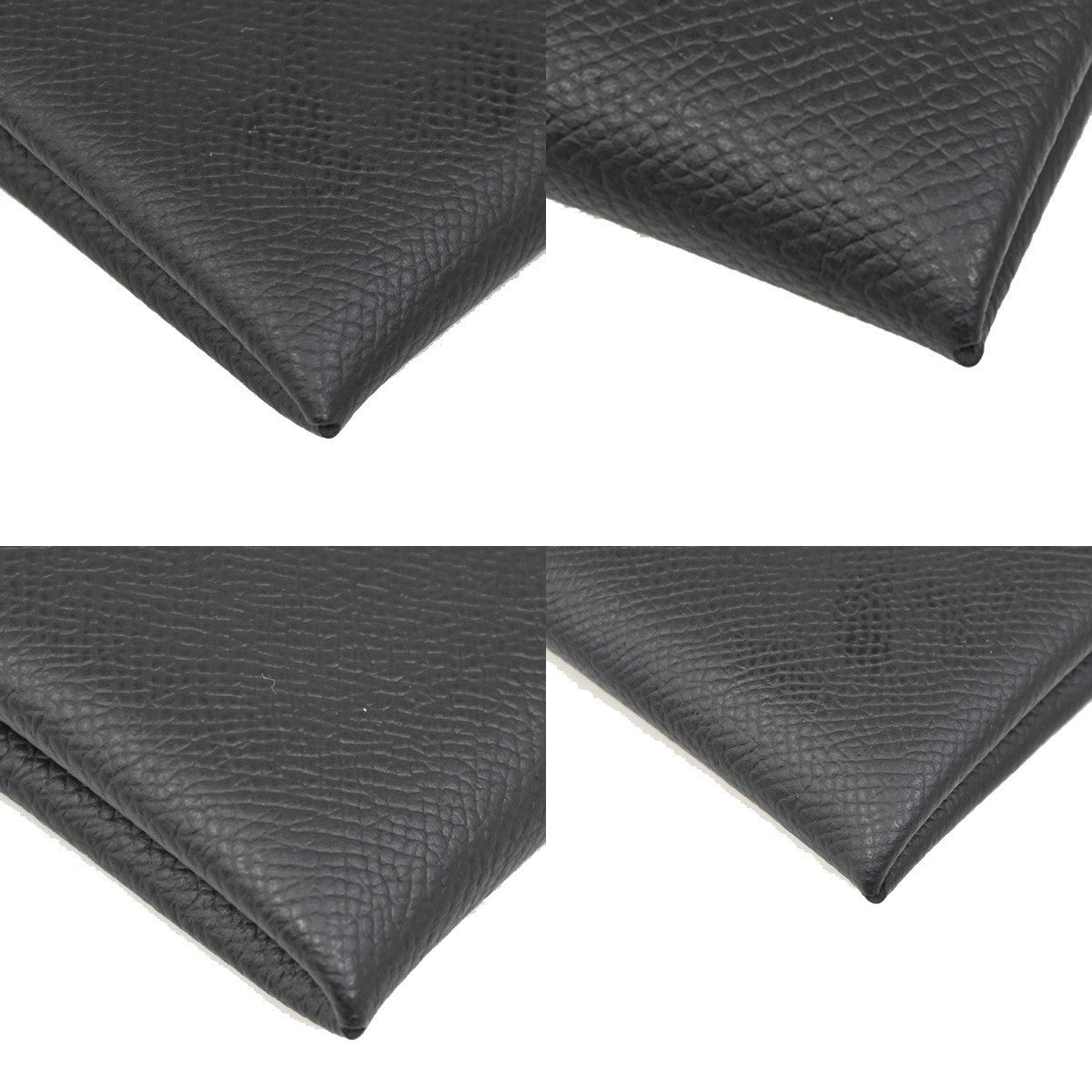 HERMES Logo Calvi Card Case Epsom Leather Black SHW France 72LC614