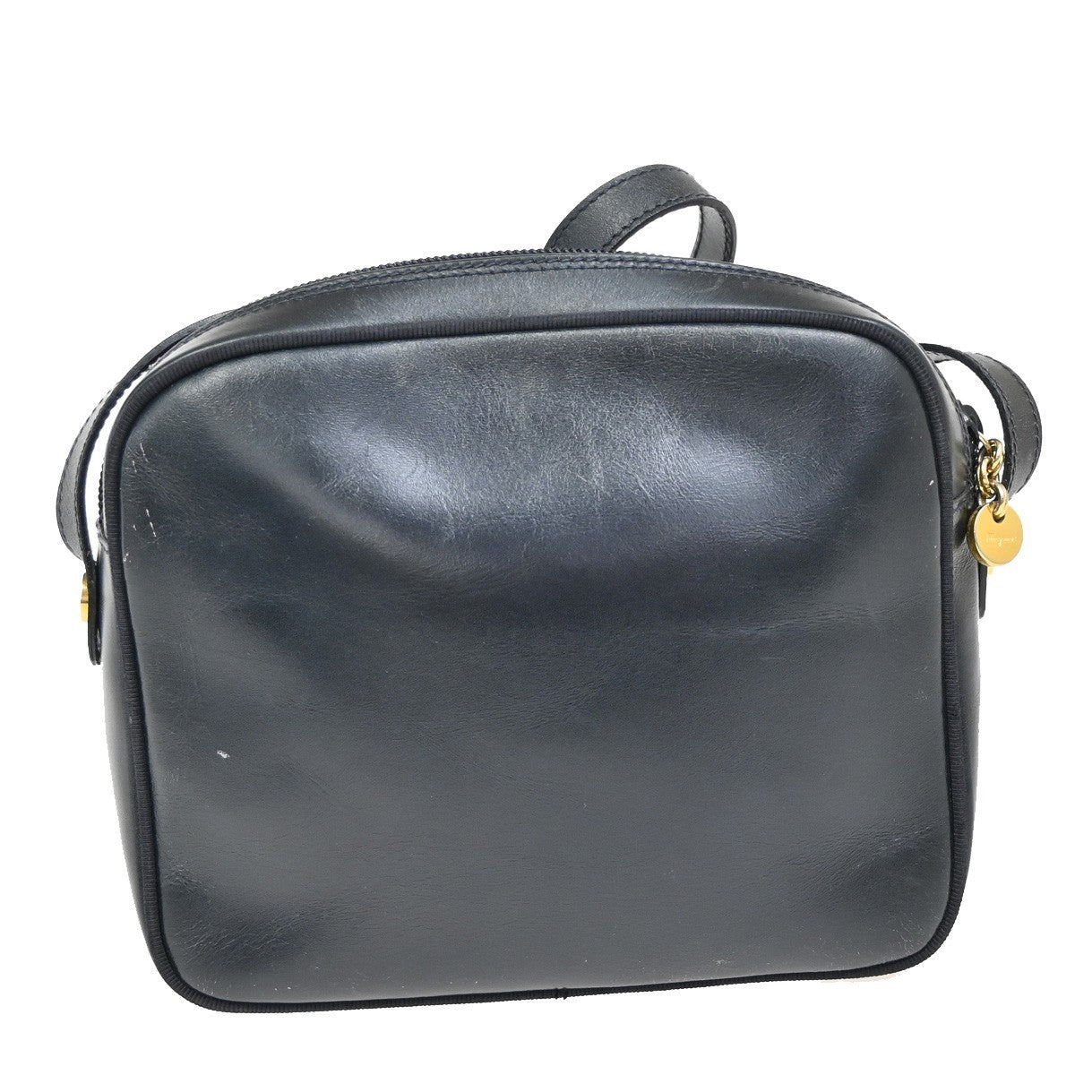 SALVATORE FERRAGAMO Vara Crossbody Shoulder Bag Leather Black Italy 61FC125