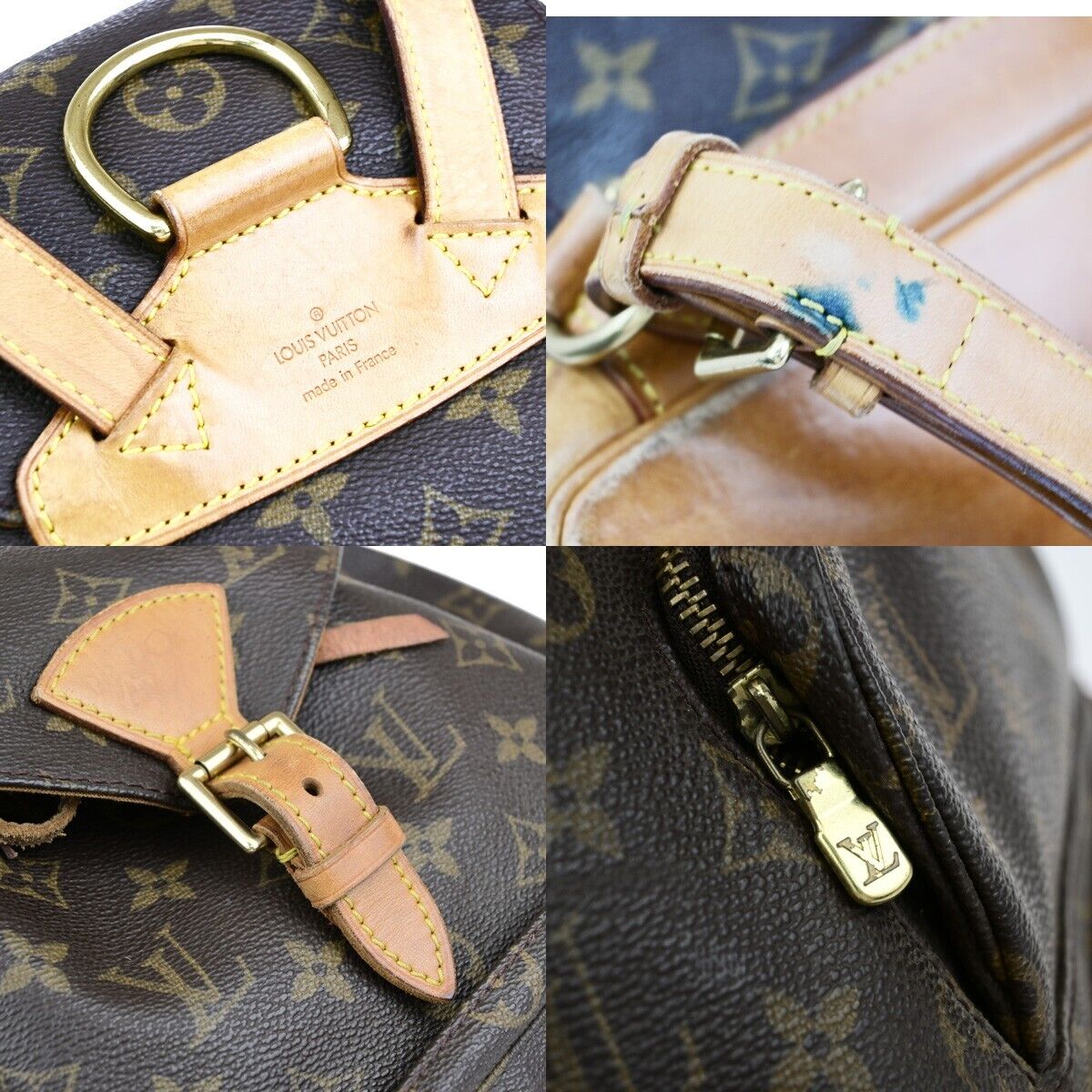 LOUIS VUITTON Montsouris MM Backpack Bag Monogram Leather Brown M51136 74EB830