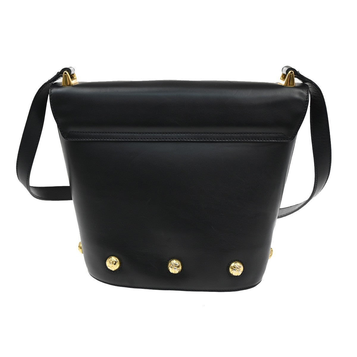 SALVATORE FERRAGAMO Logo Shoulder Bag Leather Black Italy 61CA382