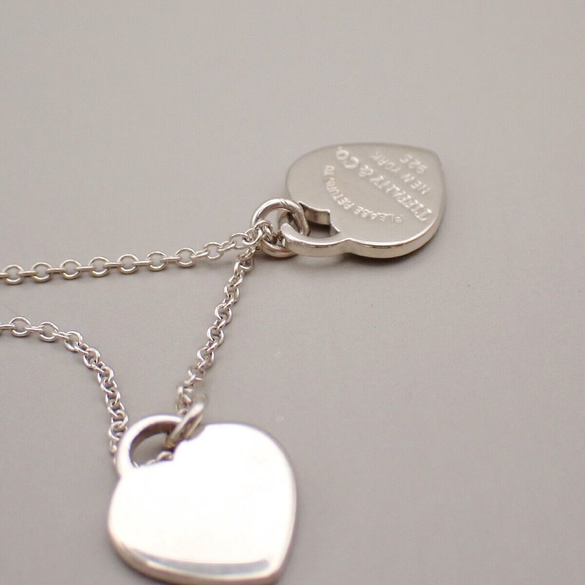 TIFFANY & CO. Return To Double Heart Mini Chain Necklace Silver Ag 925 09YF237