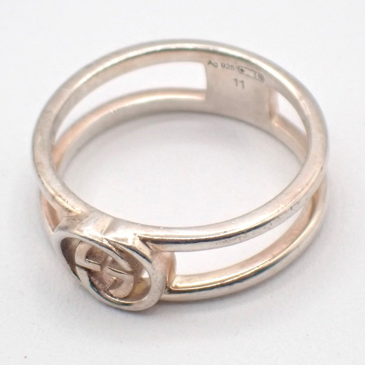 GUCCI Interlocking G Ring Silver 925 Size JP 11 US 6 Italy Accessory 07CA583