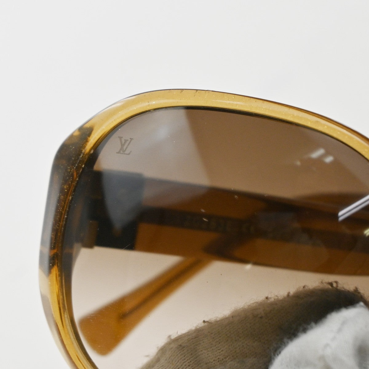 LOUIS VUITTON Glitter Sunglasses Eye Wear Plastic Brown Gold Z0283E 30EG270