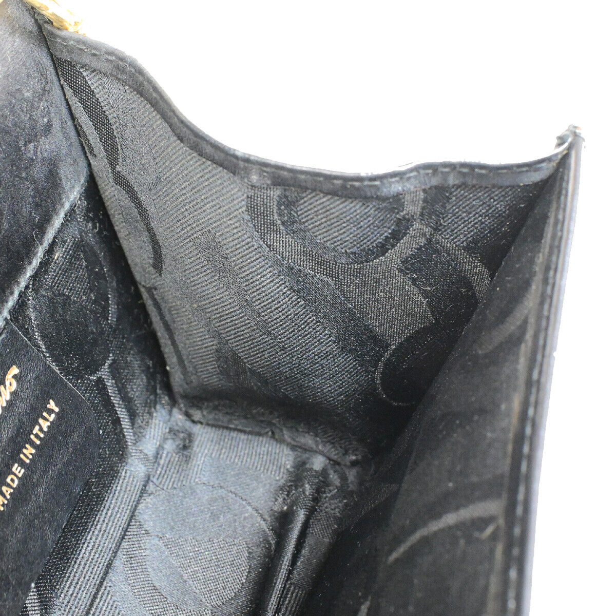 SALVATORE FERRAGAMO MIni Chain Shoulder Bam Bag Embossing Leather GHW 67SJ078