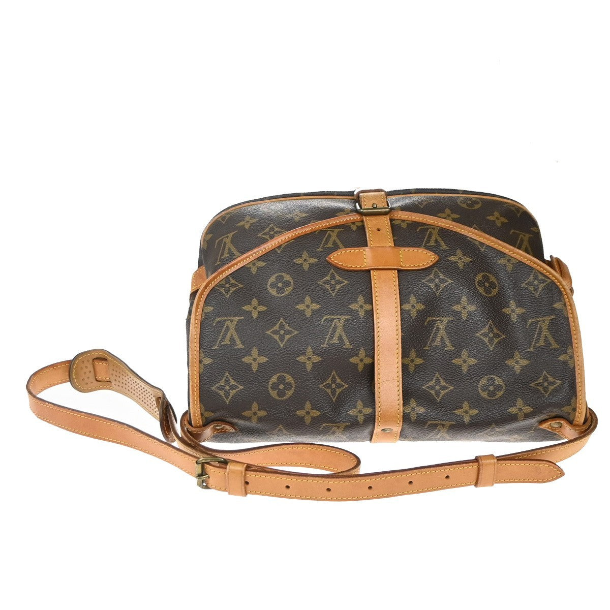 LOUIS VUITTON Logo Saumur 30 Shoulder Bag Monogram Leather Brown M42256 18KC786