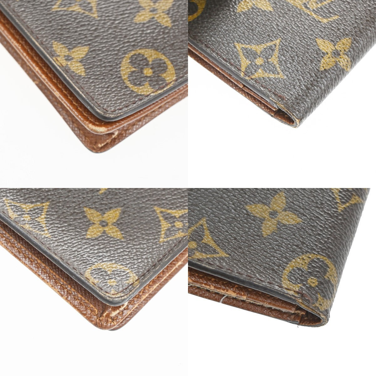 LOUIS VUITTON LV Logo 2 Set Bifold Wallet Monogram Leather Brown 02KC912