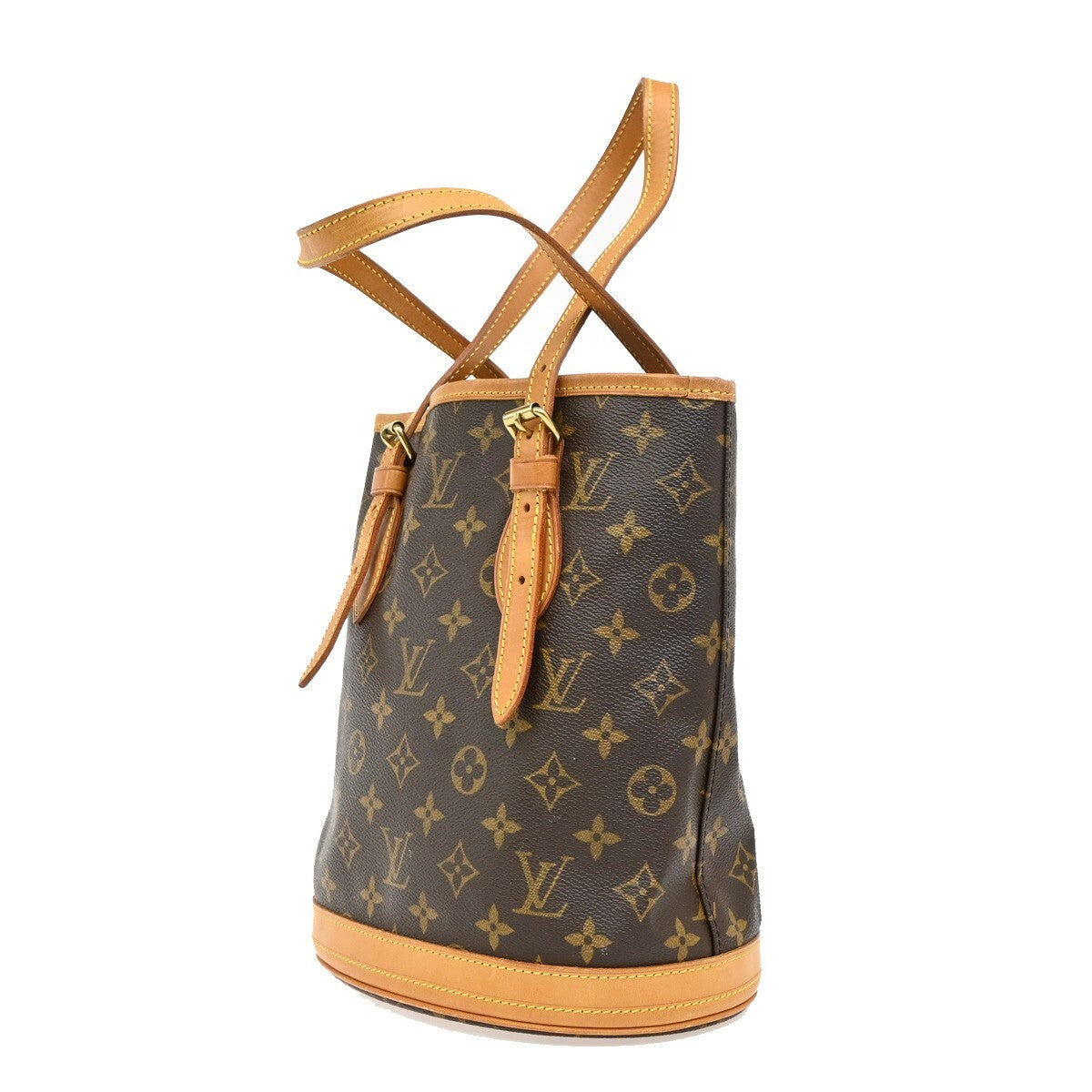 LOUIS VUITTON BUCKET PM Shoulder Tote Bag Monogram Leather Brown M42238 82EE587