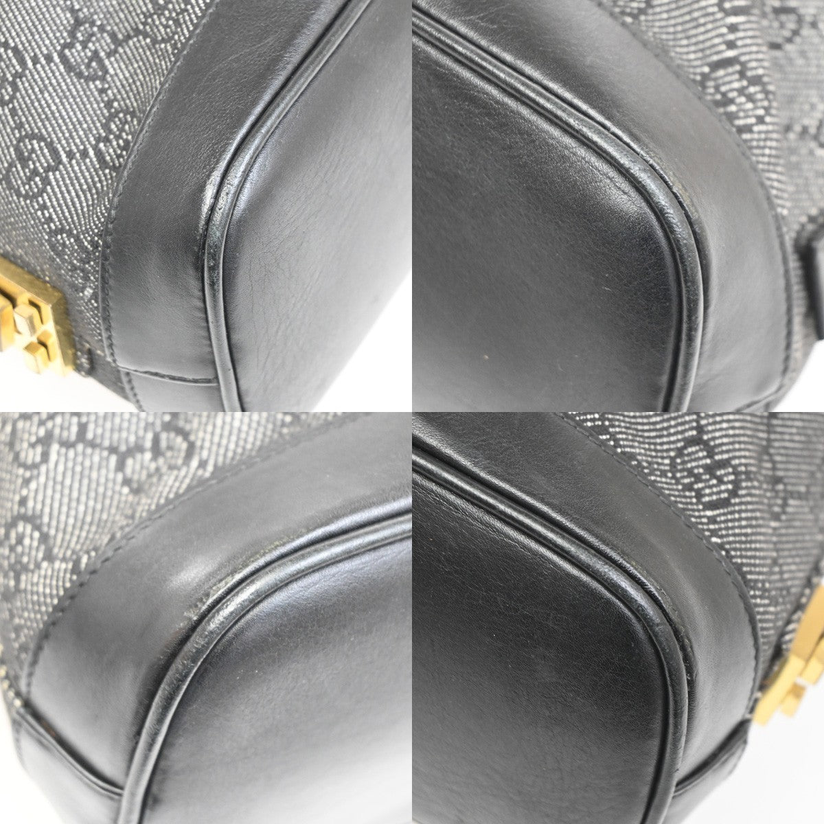 GUCCI GG Pattern Shoulder Hand Bag GGCanvas Leather Gray Black GHW 36TA167