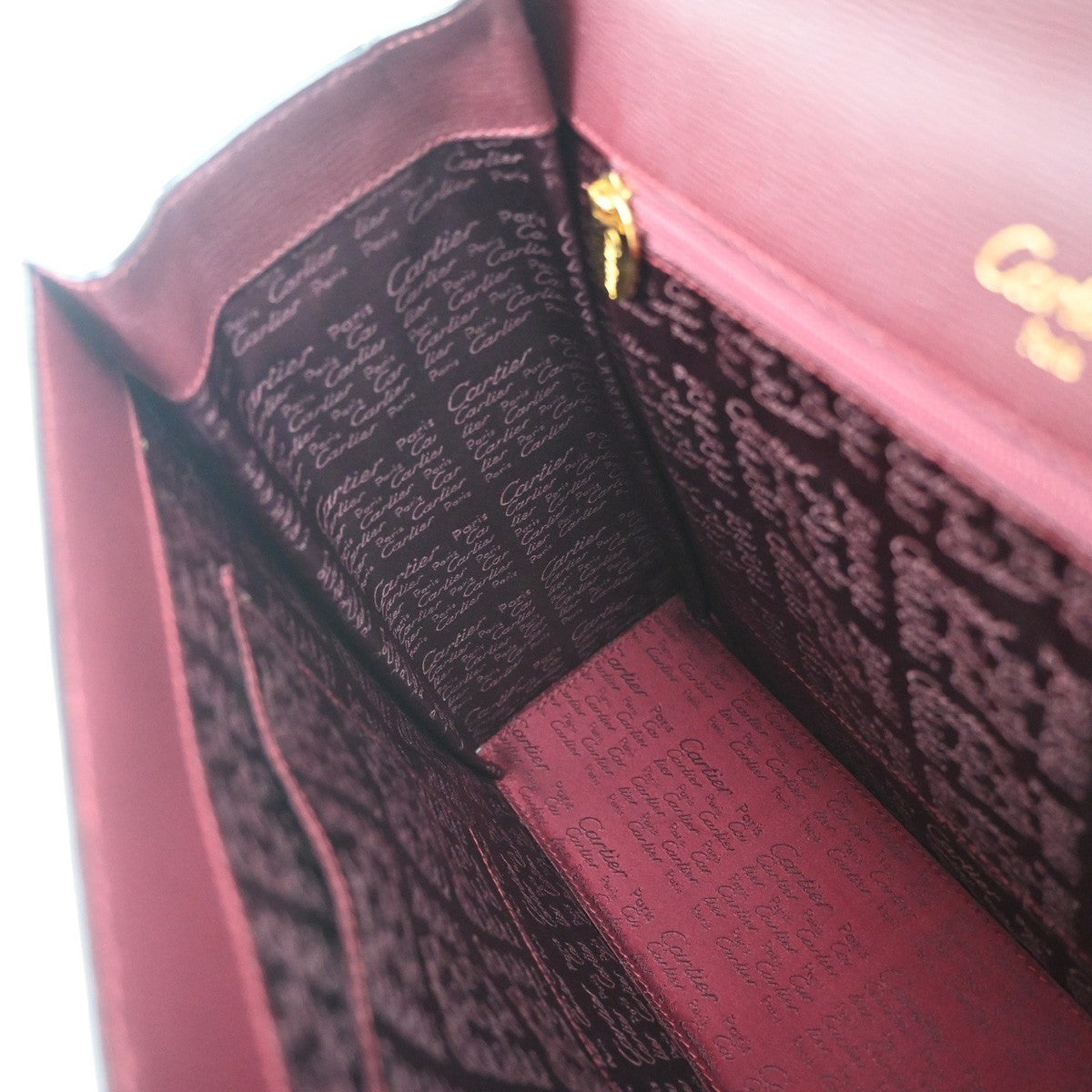 MUST DE CARTIER Logo Top Handle Hand Bag Leather Red 74RP125