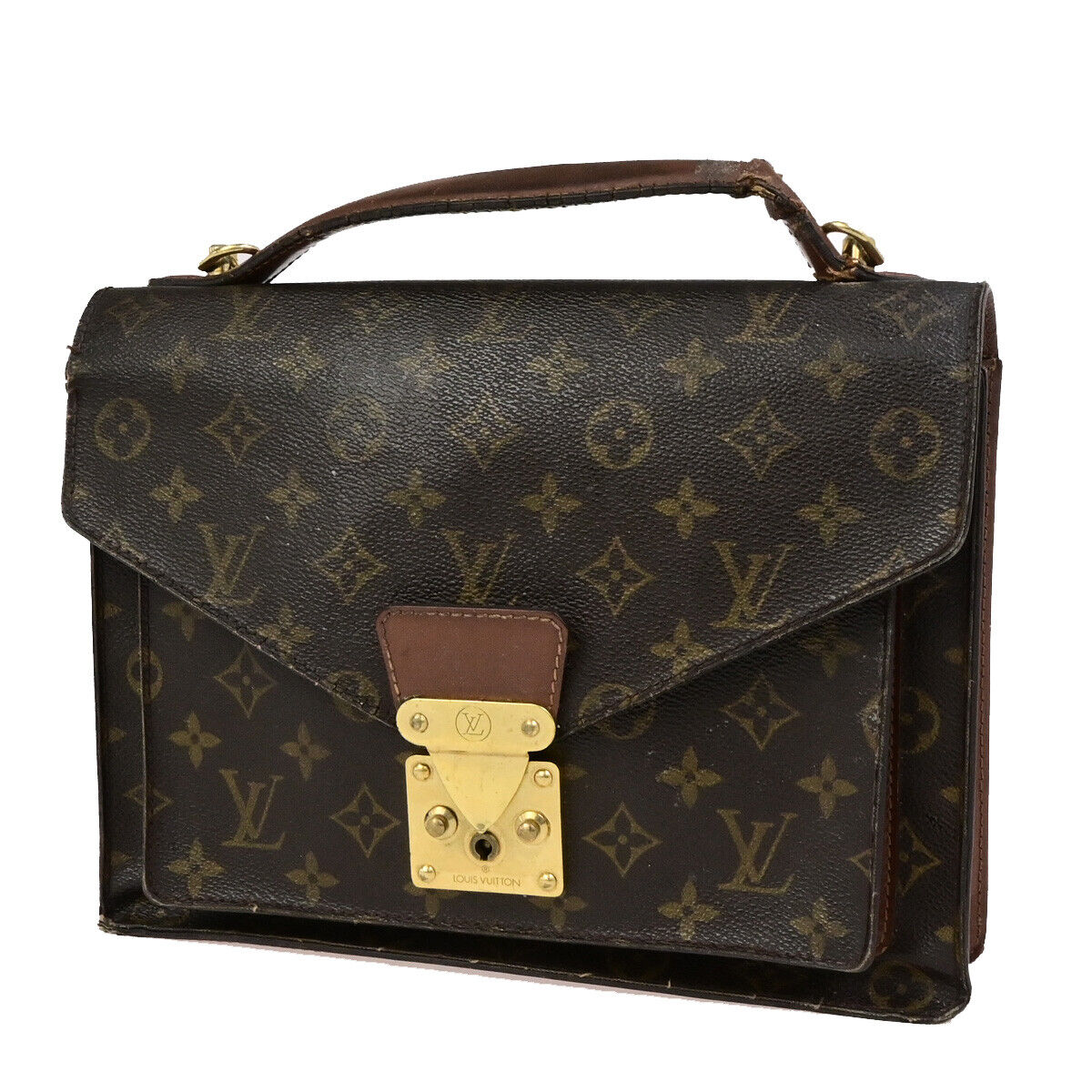 LOUIS VUITTON Monceau 28 Hand Bag Monogram Leather Brown France M51185 02SJ533