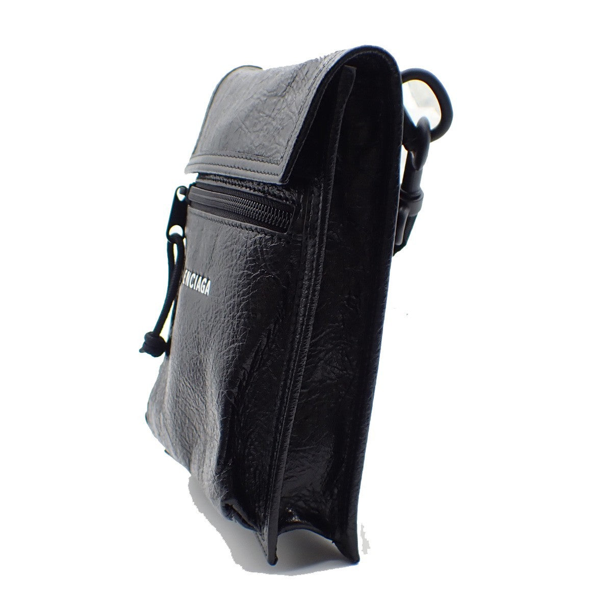 BALENCIAGA Logo EXPLORER Mini Shoulder Bag Leather Black Italy 82AA008