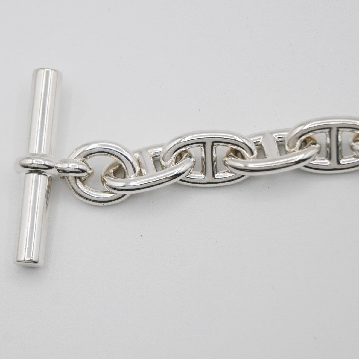 HERMES Logo Chaine D'ancre MM Chain Bracelet  14 Link Ag925 Silver 385LC629