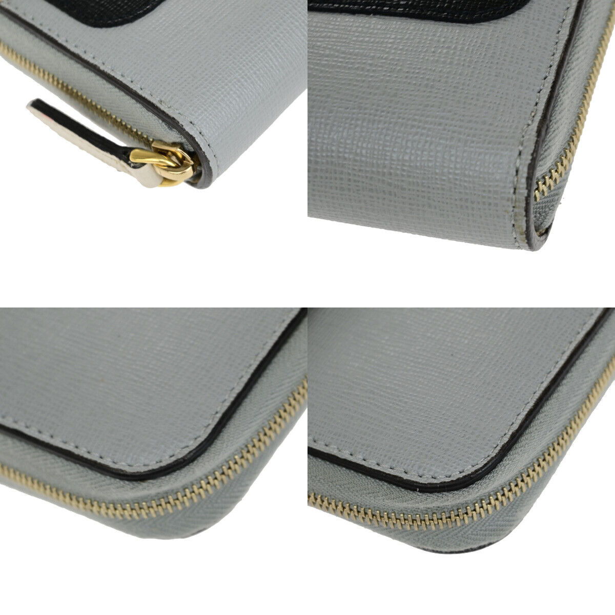FENDI Logo BAG BUGS Monster Mini Around Wallet Occhi Mostro Leather Gray 31YF311
