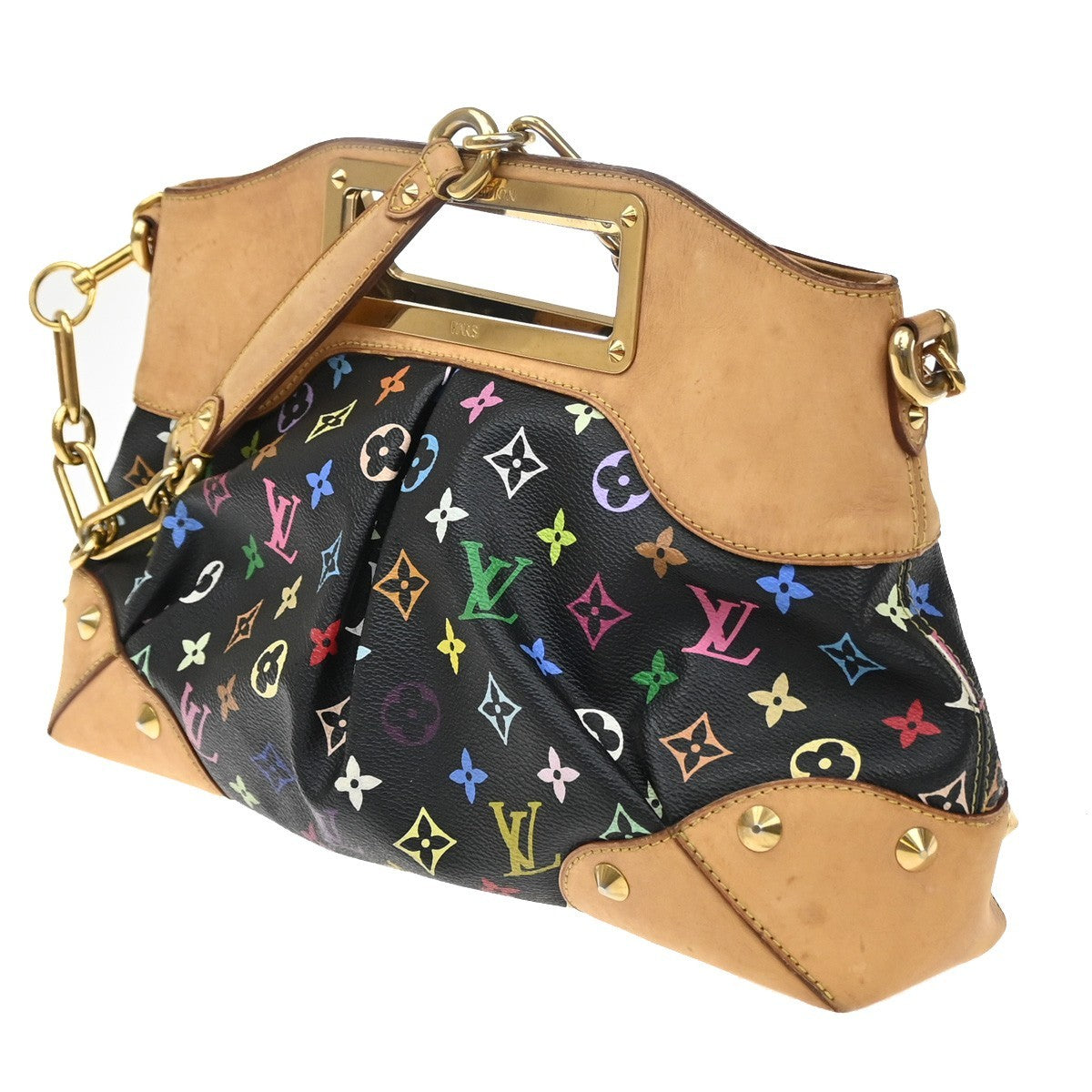 LOUIS VUITTON Judy MM Multicolor Monogram 2Way Chain Bag Black M40256 46SA092