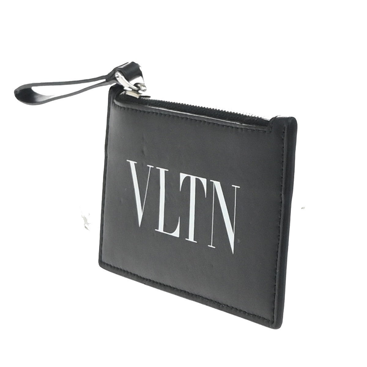 VALENTINO GARAVANI VLTN Logo Coin Wallet Card Holder Studs Leather Black 67KP228
