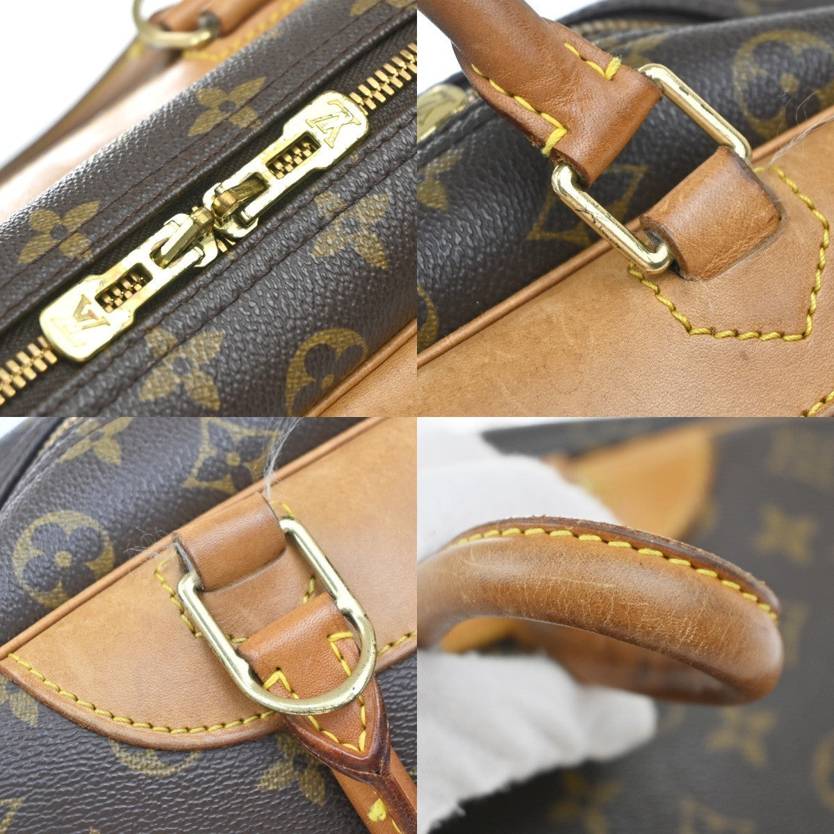 LOUIS VUITTON LV Logo Deauville Hand Bag Monogram Leather Brown M47270 86EG160
