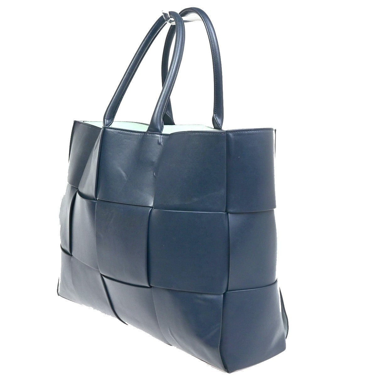 BOTTEGA VENETA Logo Arco Tote Shoulder Hand Bag Leather Blue Italy 21RQ049