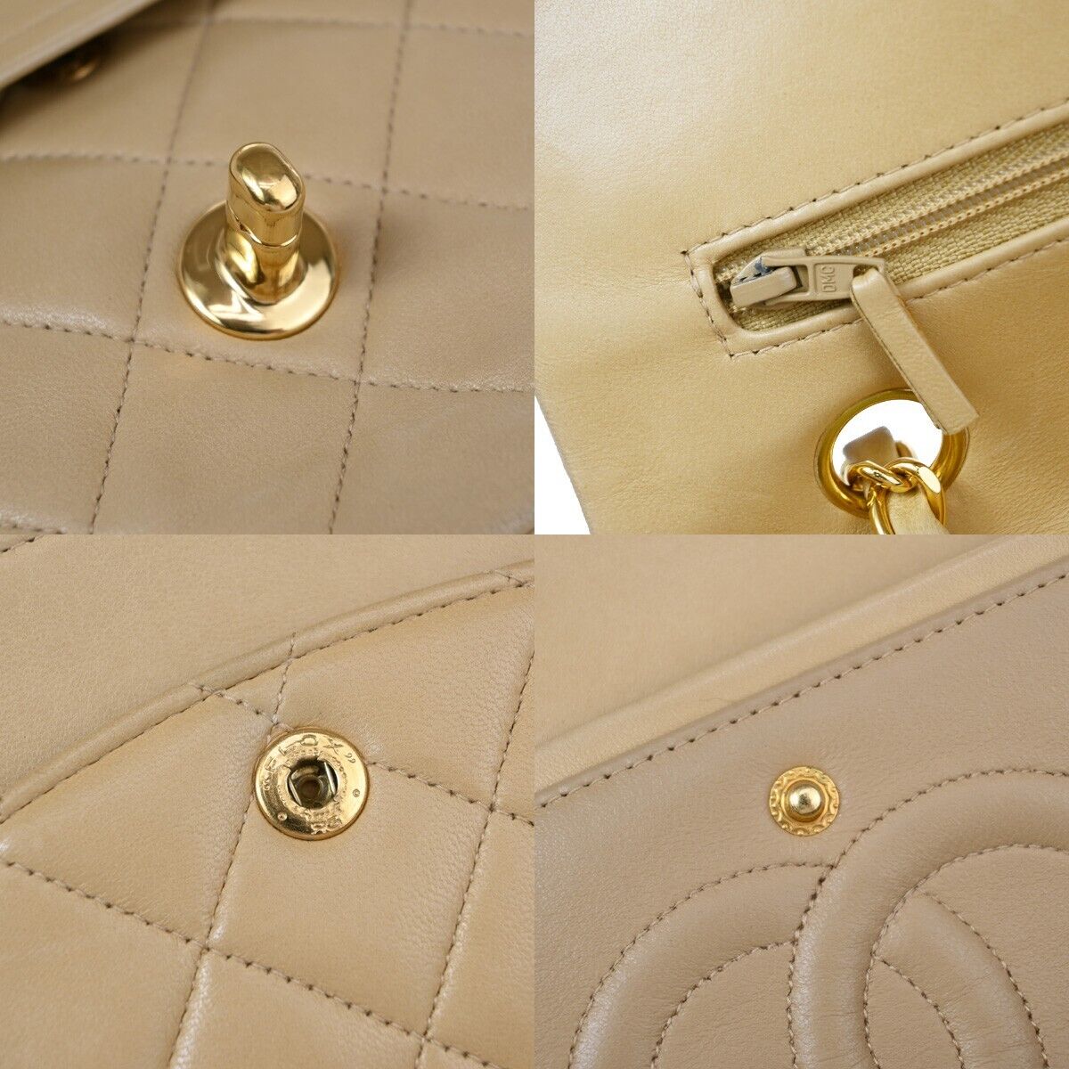 CHANEL Matelasse 25 Double Flap Chain Shoulder Bag Leather BE Vintage 804RJ773
