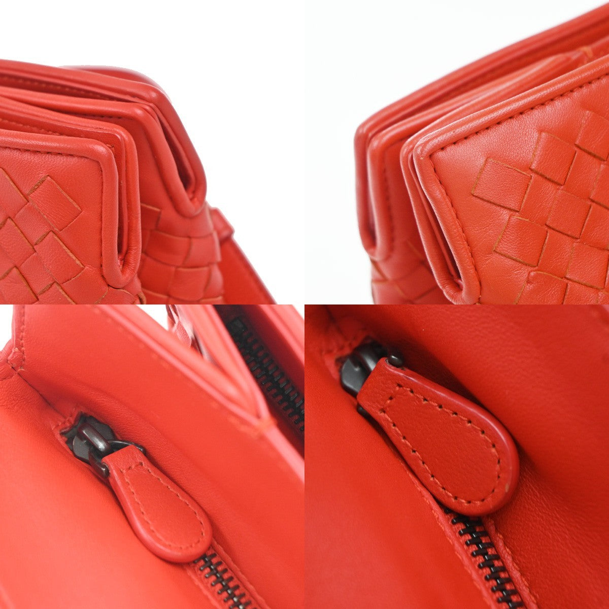 BOTTEGA VENETA Logo Intrecciato 2way Shoulder Hand Bag Leather Red Italy 93EG301