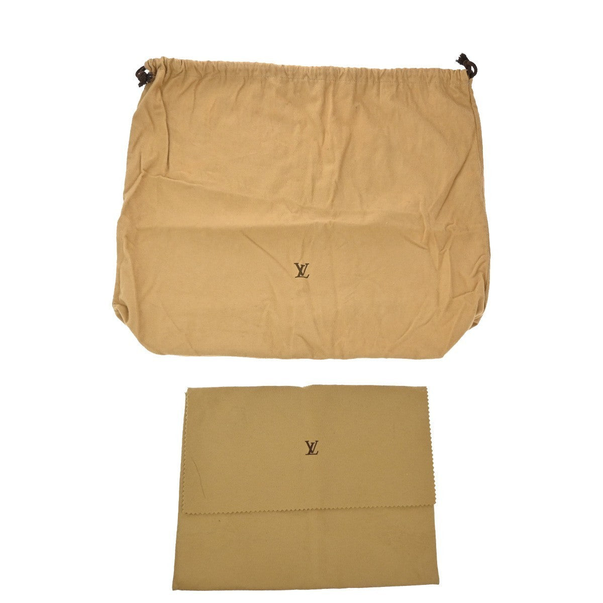 LOUIS VUITTON Logo 10 Set Dust Bag Drawstring Canvas Cotton Beige Brown 09KP028