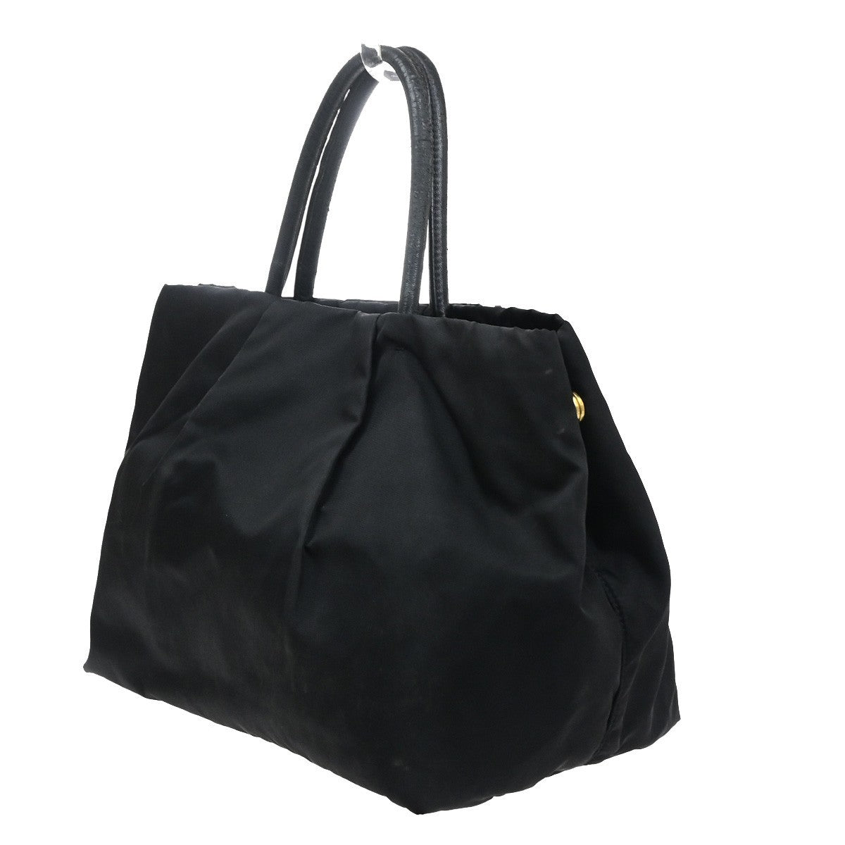 PRADA Logo Ribbon Tote Hand Bag Nylon Leather Black GHW Italy 30MA709