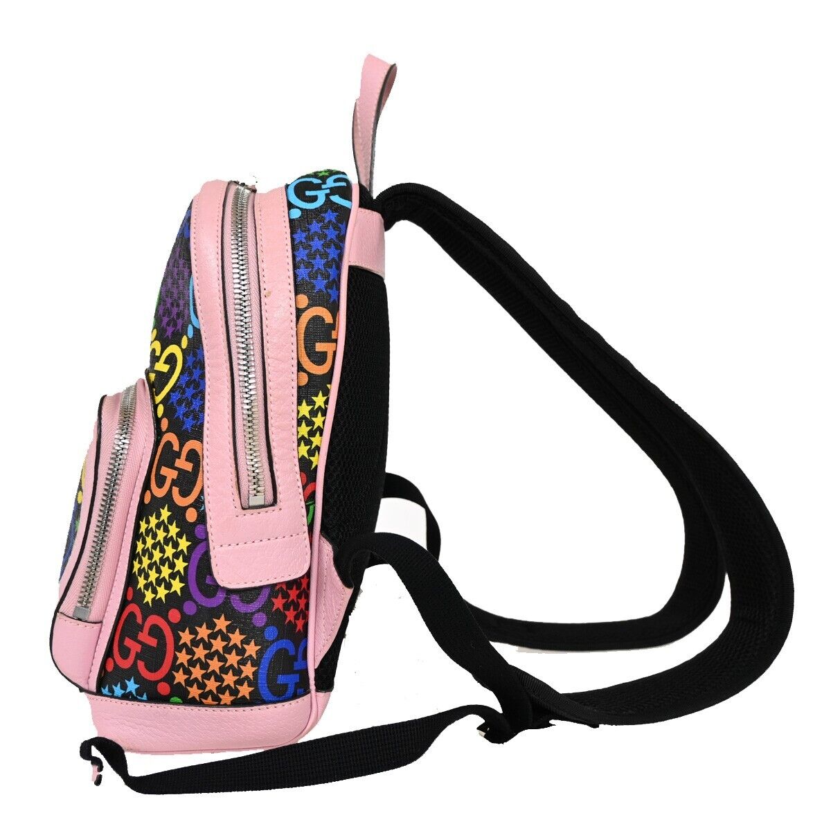 GUCCI Logo GG Psychedelic Backpack Bag Supreme Leather Black Pink Italy 14HB656