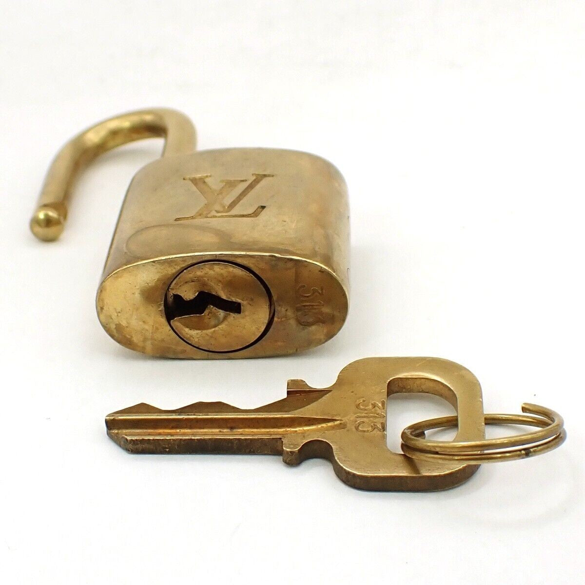 LOUIS VUITTON LV 10 Set  Padlock Key Bag Charm Cadena Gold Plated France 39YF799