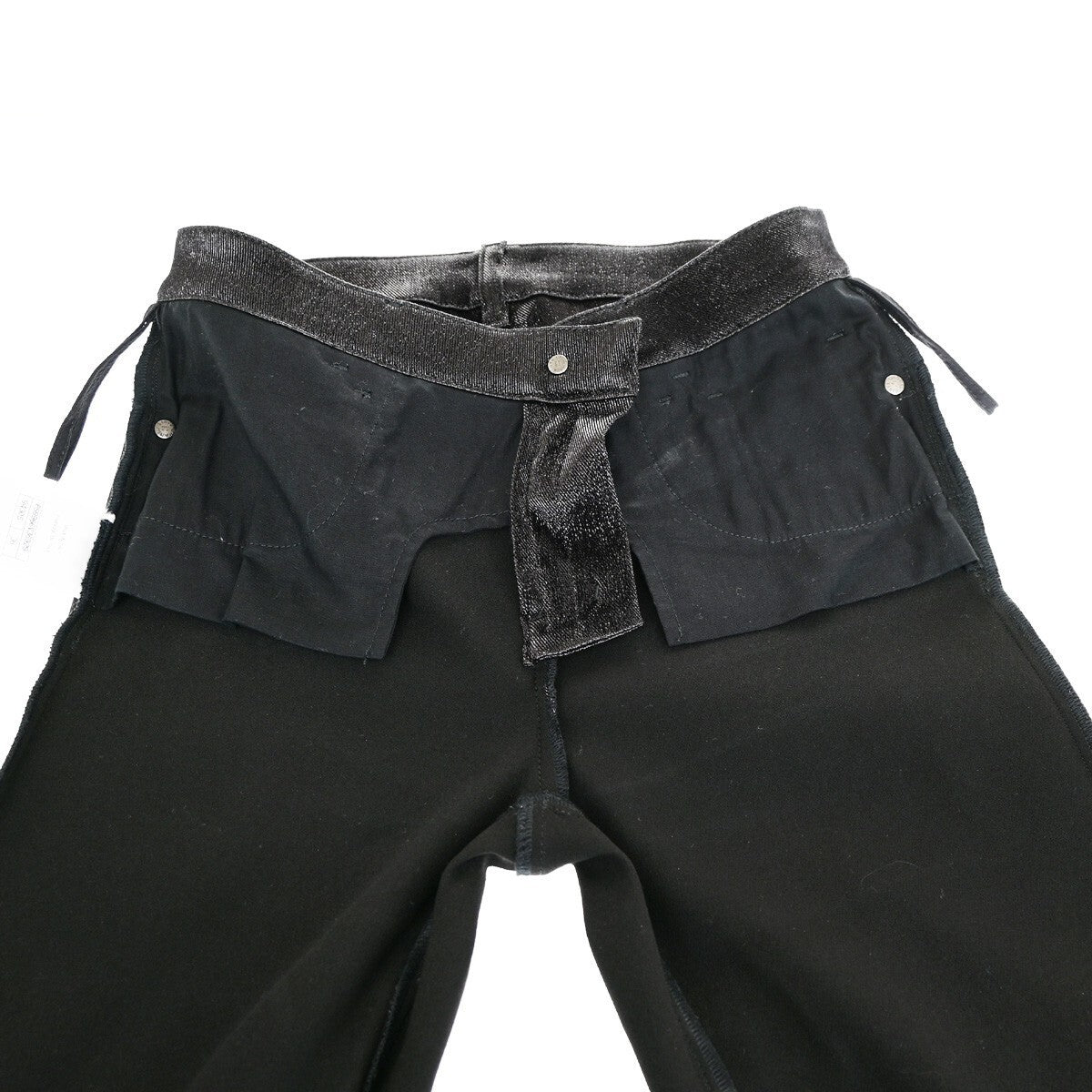 CHANEL CC Logo Trousers pants Stretch Size 36 Cotton Blend Black Italy 33KB117
