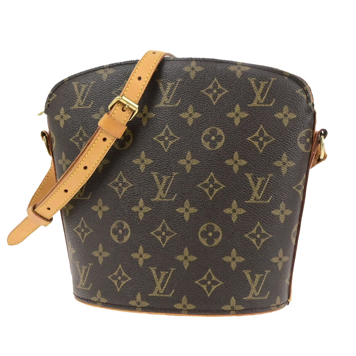 LOUIS VUITTON Logo Drouot Shoulder Bag Monogram Leather Brown M51290 75KA503