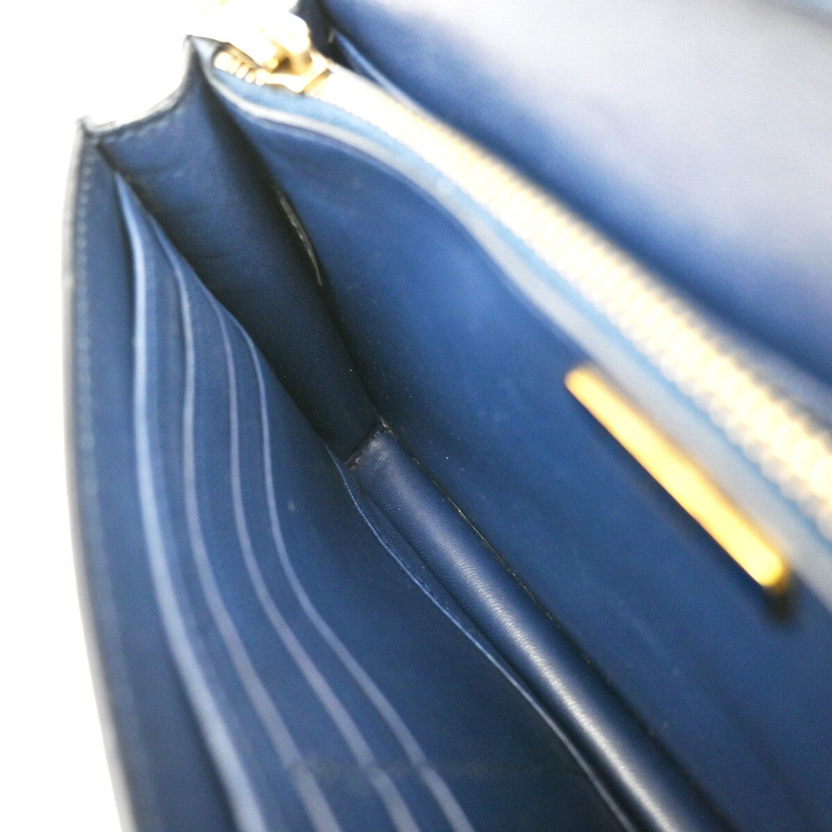 PRADA MILANO Logo Bow 2Way Shoulder Clutch Bag Saffiano LUX Leather Blue 87RF248