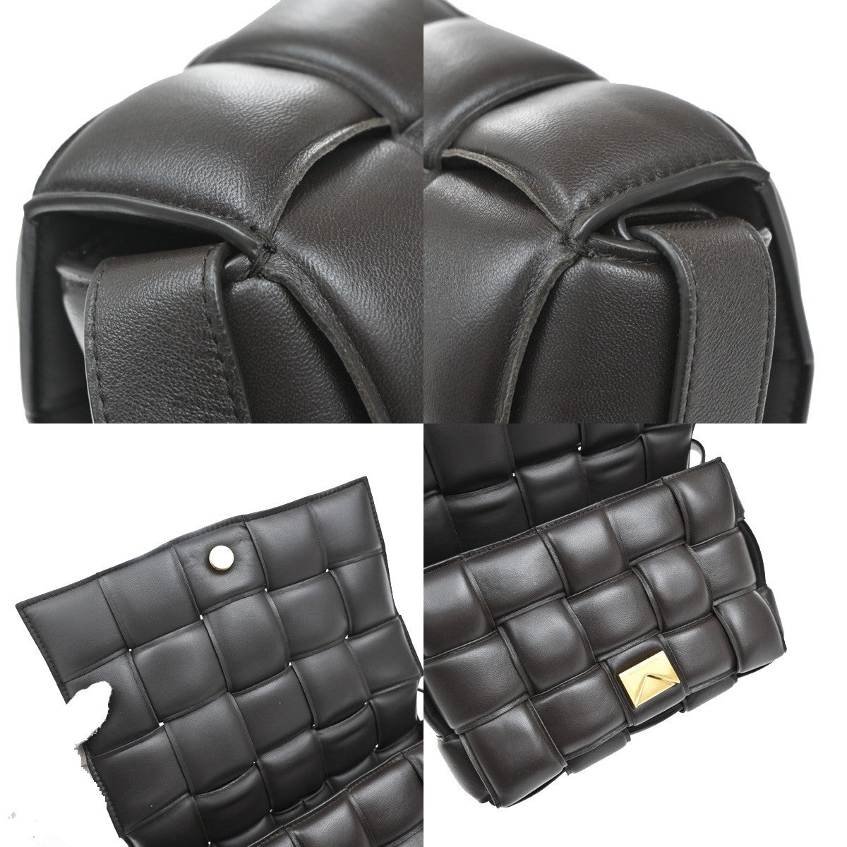 BOTTEGA VENETA Logo Padded Cassette Shoulder Bag Leather Brown Italy 639RF943