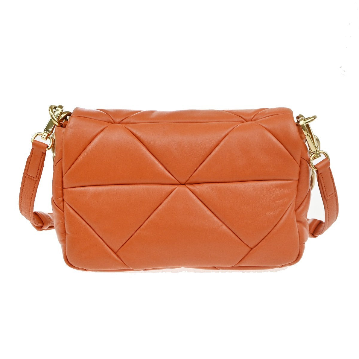 PRADA System Patchwork 2way Shoulder Hand Bag Nappa Leather Orange 620RF990