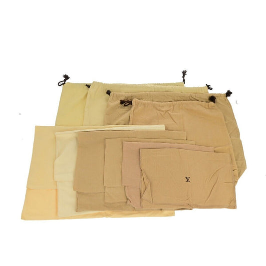 LOUIS VUITTON Logo 10 Set Dust Bag Drawstring Canvas Cotton Beige Brown 09YG349
