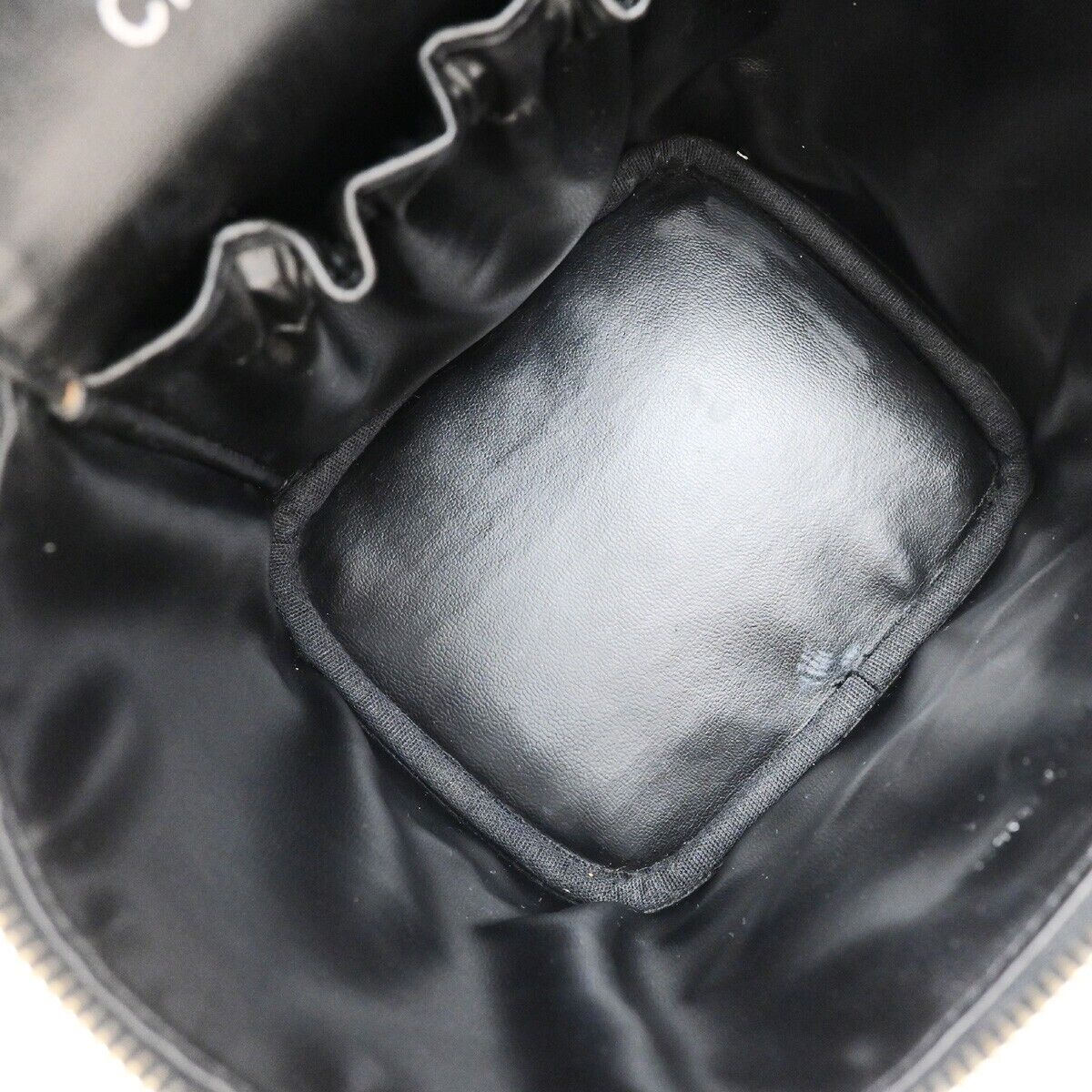 CHANEL CC Vanity Cosmetic Hand Bag Grained Calfskin Leather Black GHW 666RK928