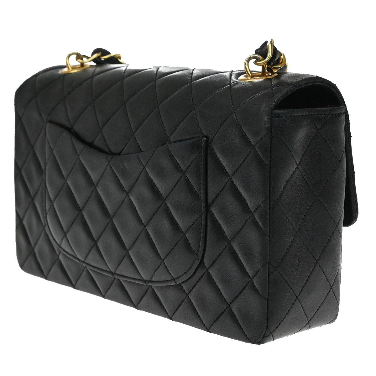 CHANEL CC Matelasse 25 Chain Top Handle Hand Bag Leather Black Vintage 870RF470