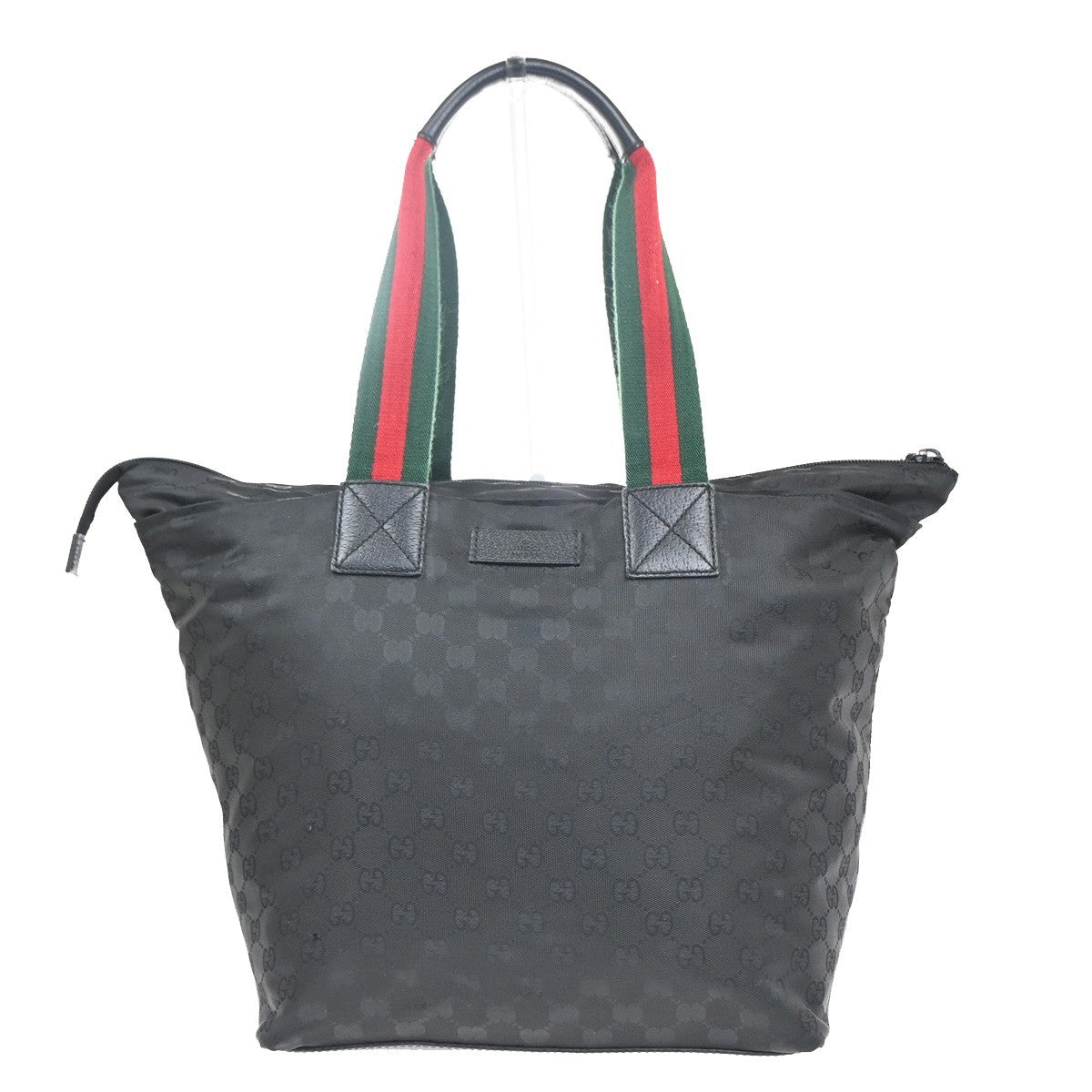 GUCCI Logo GG Pattern Sherry Travel Shoulder Bag Nylon Leather Black 64KC779