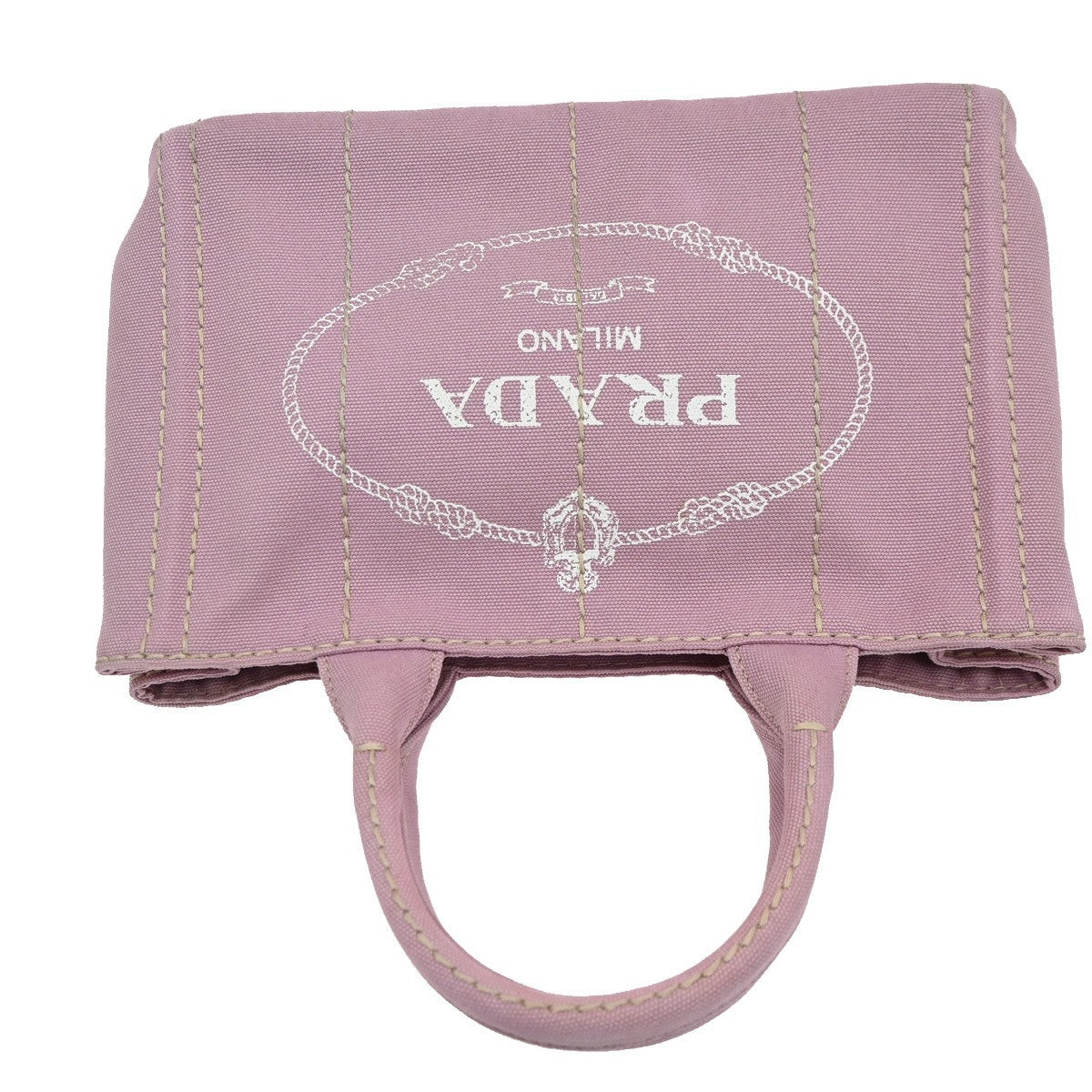 PRADA Logo CANAPA  Hand Tote Bag Canvas Lether Pink GHW Italy 76MA012
